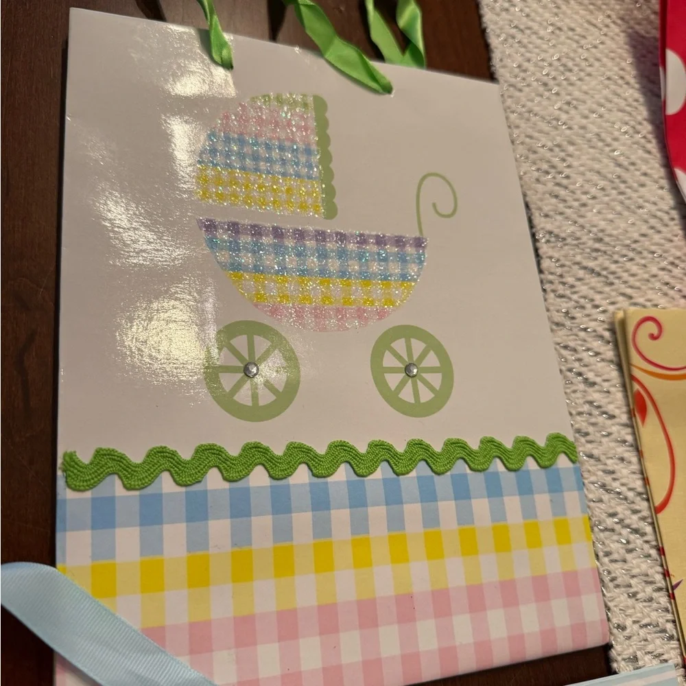 Set of 11 Colorful Gift Bags Set assorted styles and sizes. Total 11 bags